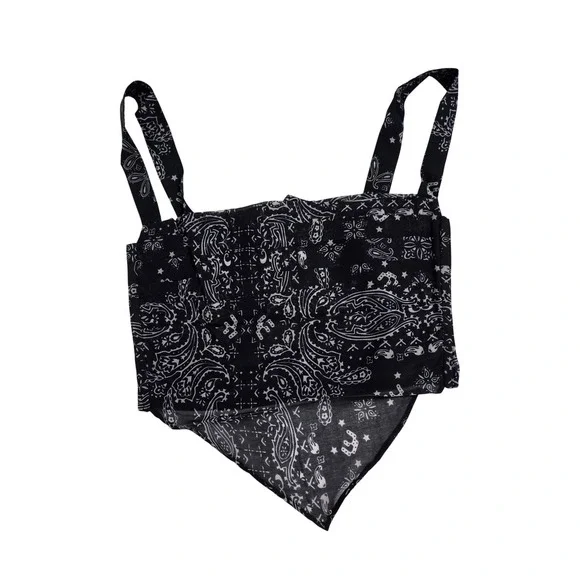 Miaou Tati Top Bandana Navy Silk Blend Corset Style Cropped Camisole Size S - Picture 3 of 11